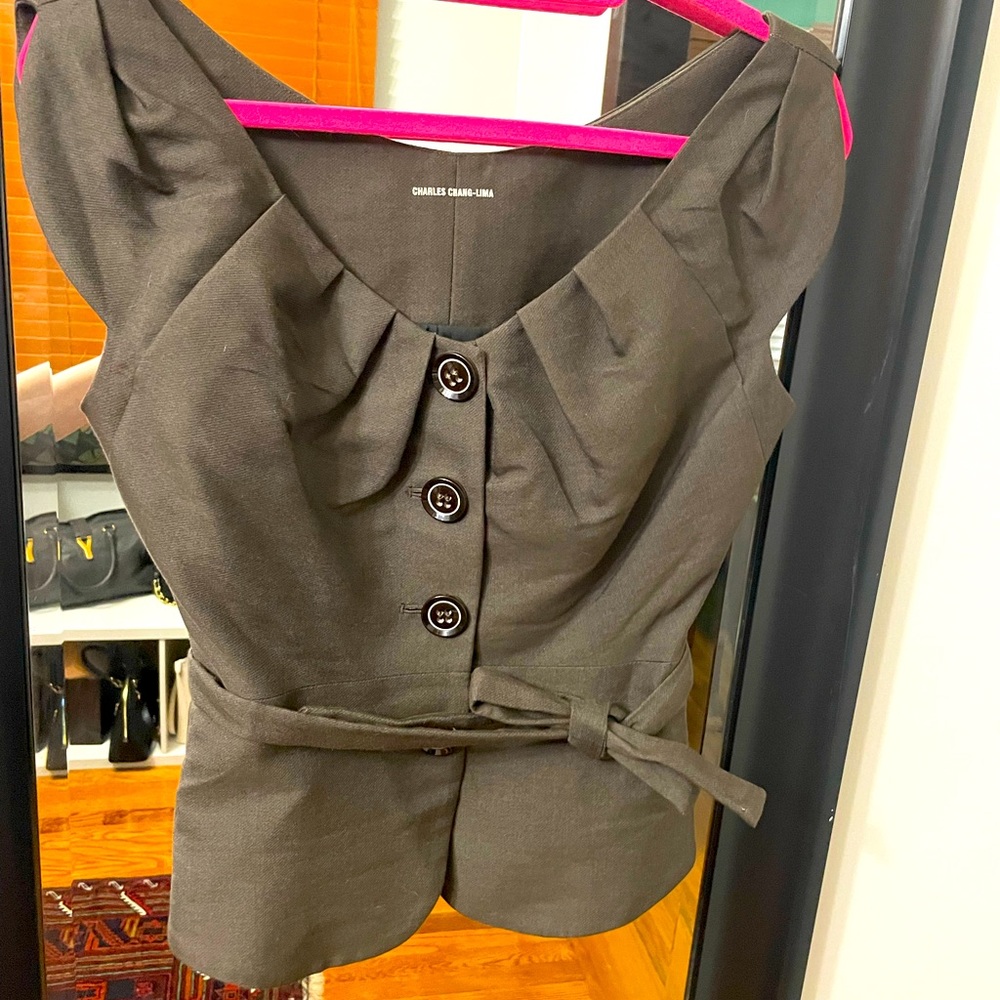 Capped Sleeve Retro Blouse